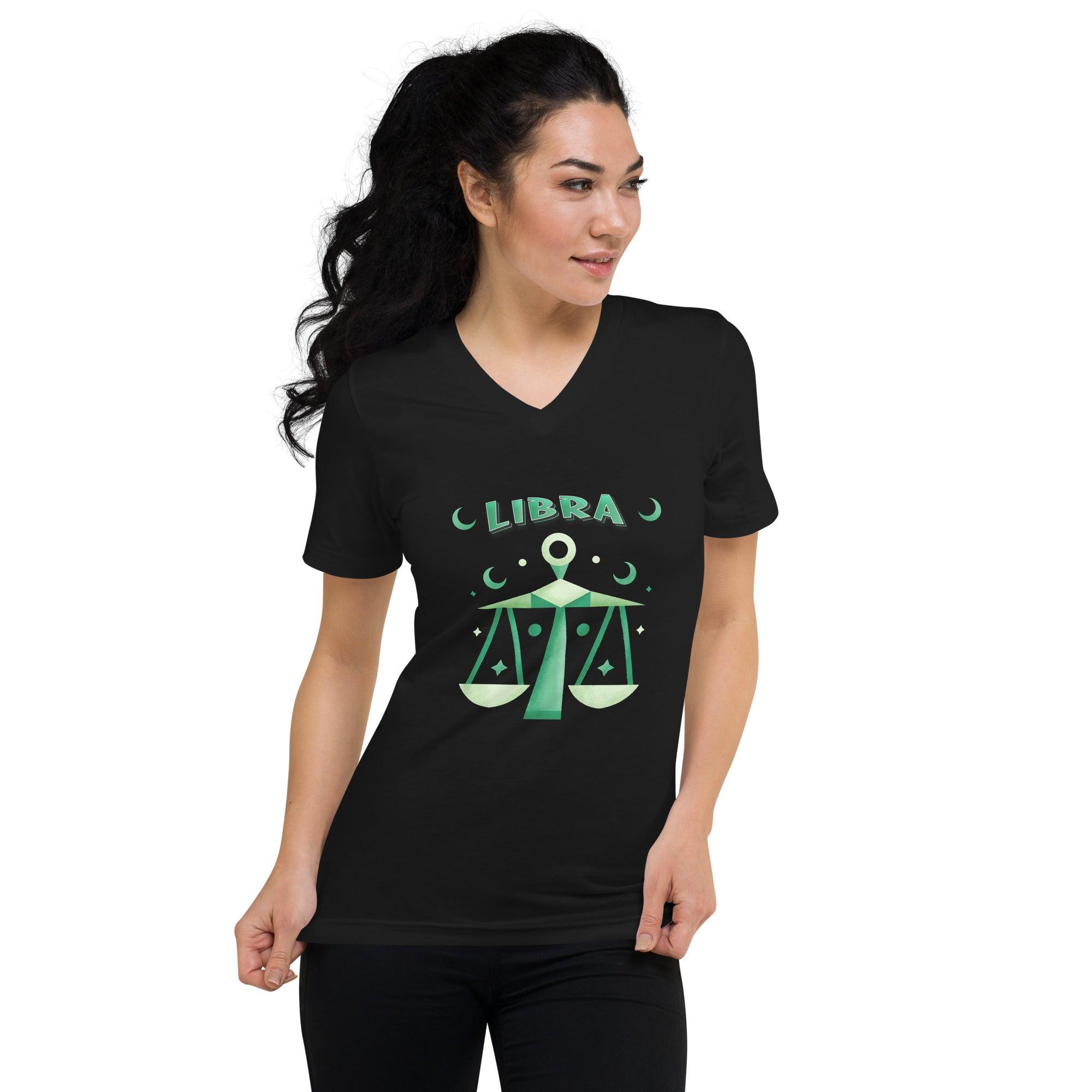 Libra Unisex Short Sleeve V-Neck T-Shirt | Zodiac Series 2 - Beyond T-shirts