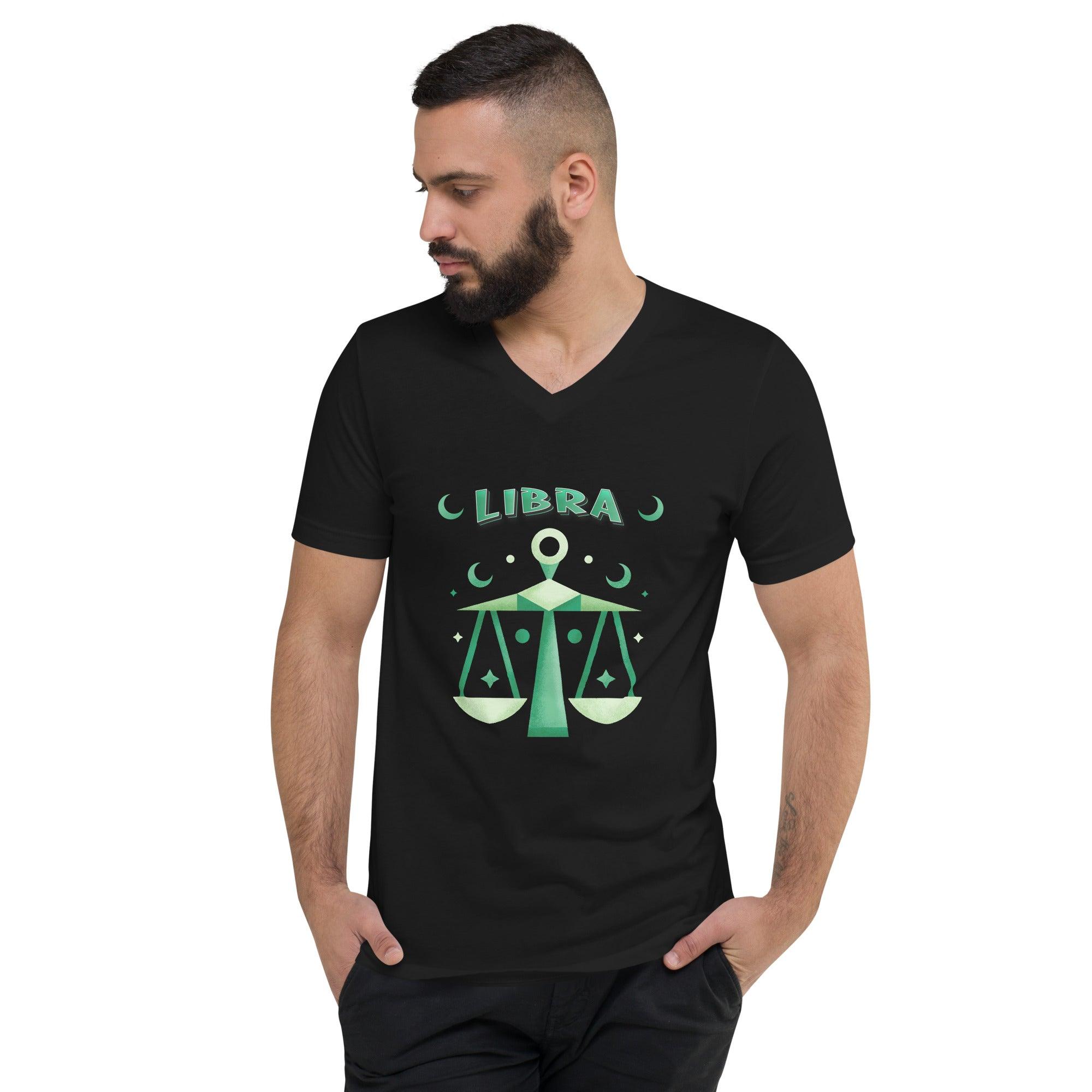 Libra Unisex Short Sleeve V-Neck T-Shirt | Zodiac Series 2 - Beyond T-shirts