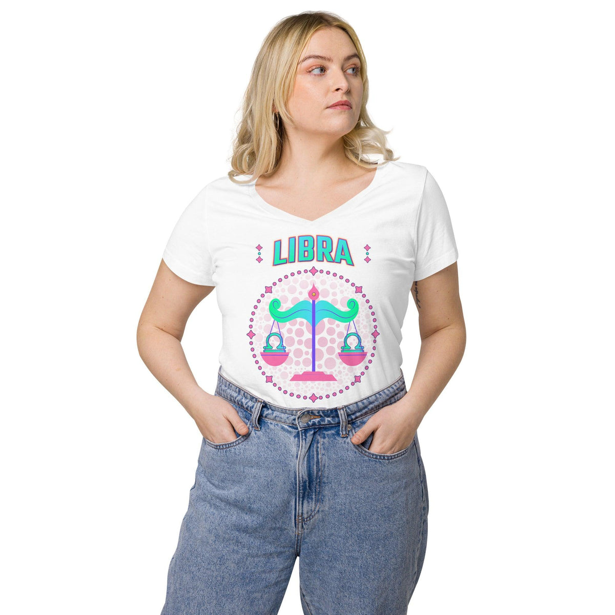 Libra Women’s Fitted V-Neck T-Shirt | Zodiac Series 1 - Beyond T-shirts