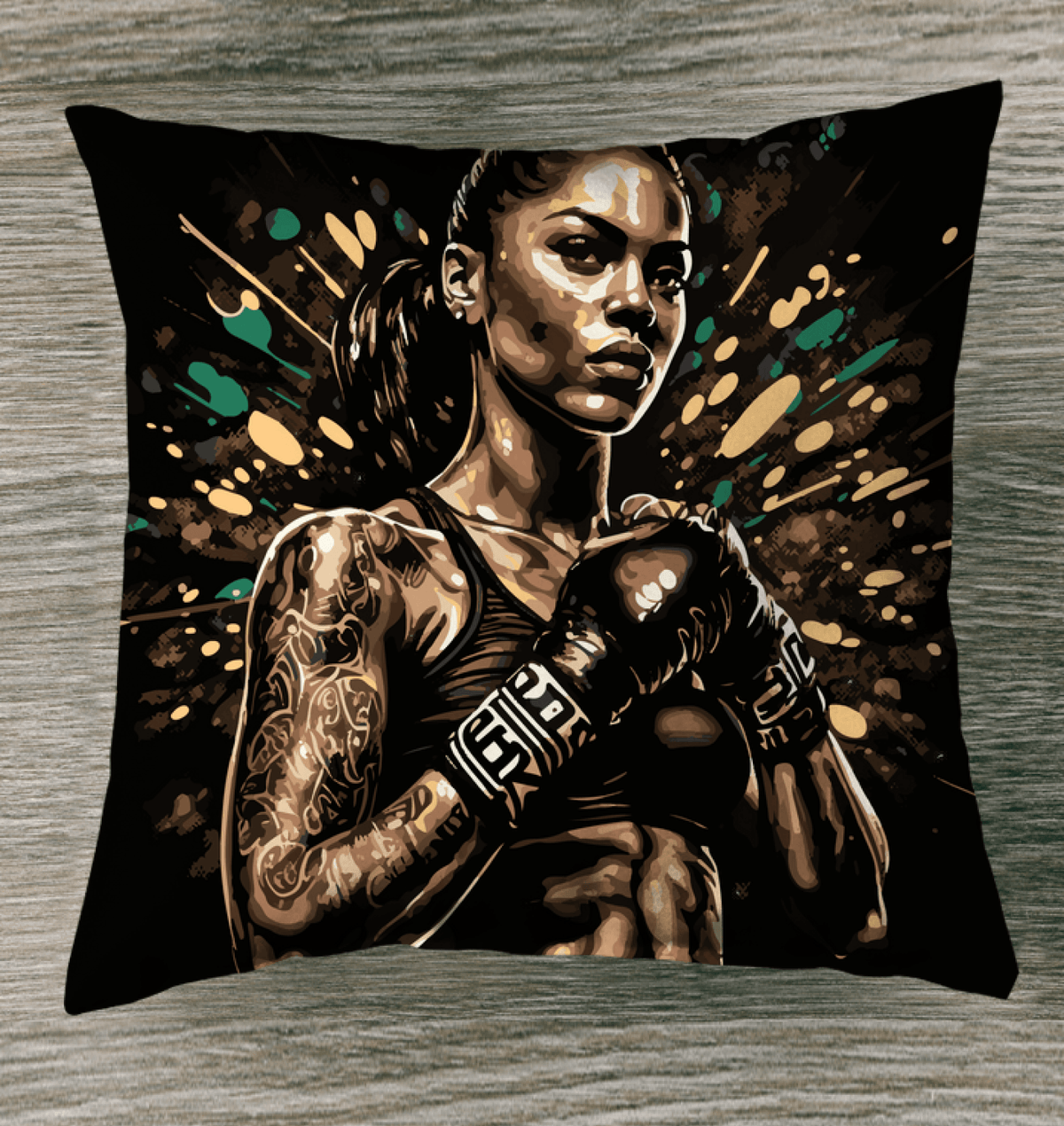 Make Every Punch Count Outdoor Pillow on Patio Chair