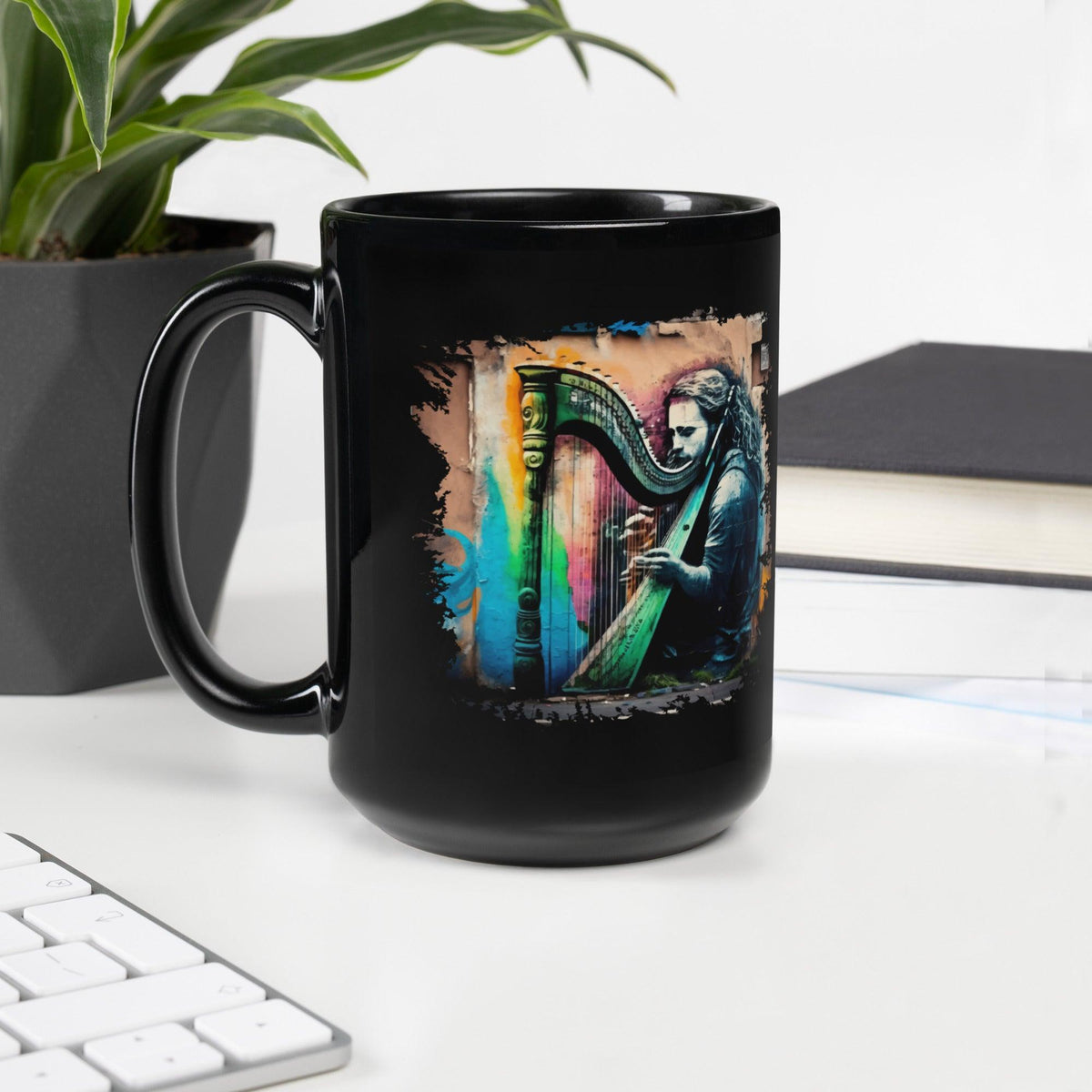 Making Magic With Those Strings Black Glossy Mug - Beyond T-shirts