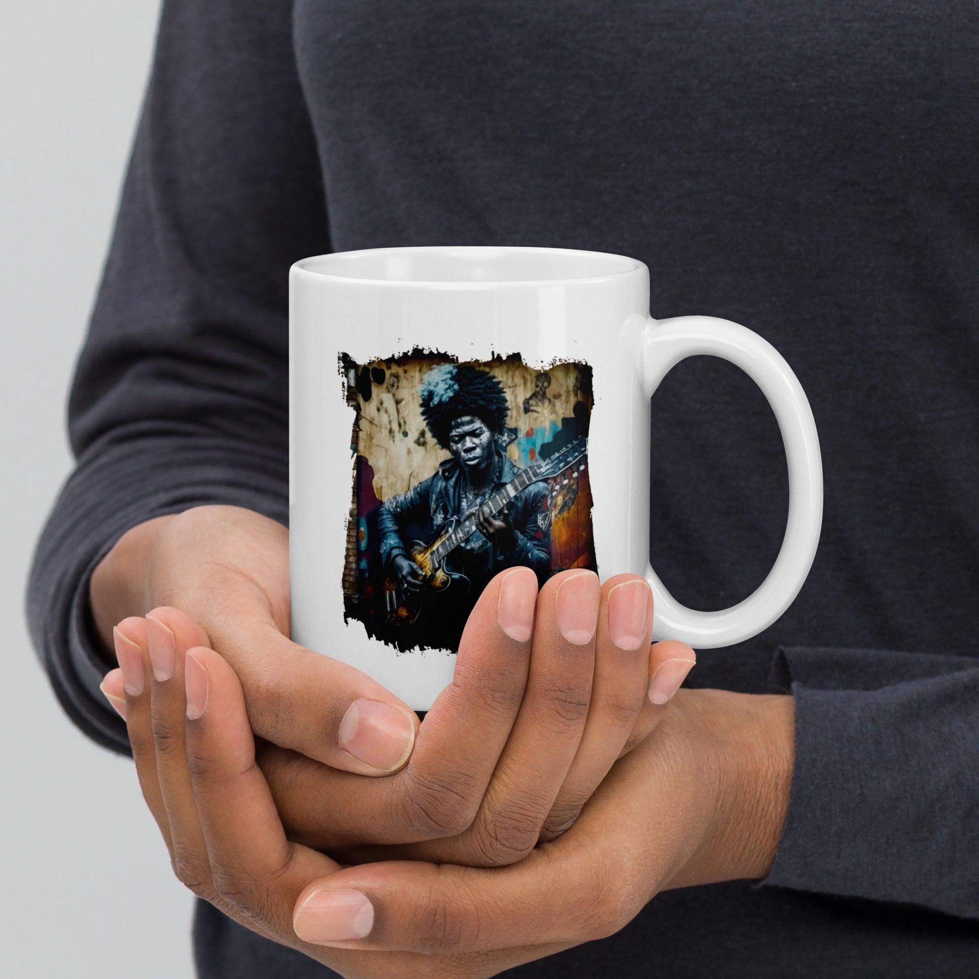 Master Of The Six-String White Glossy Mug - Beyond T-shirts