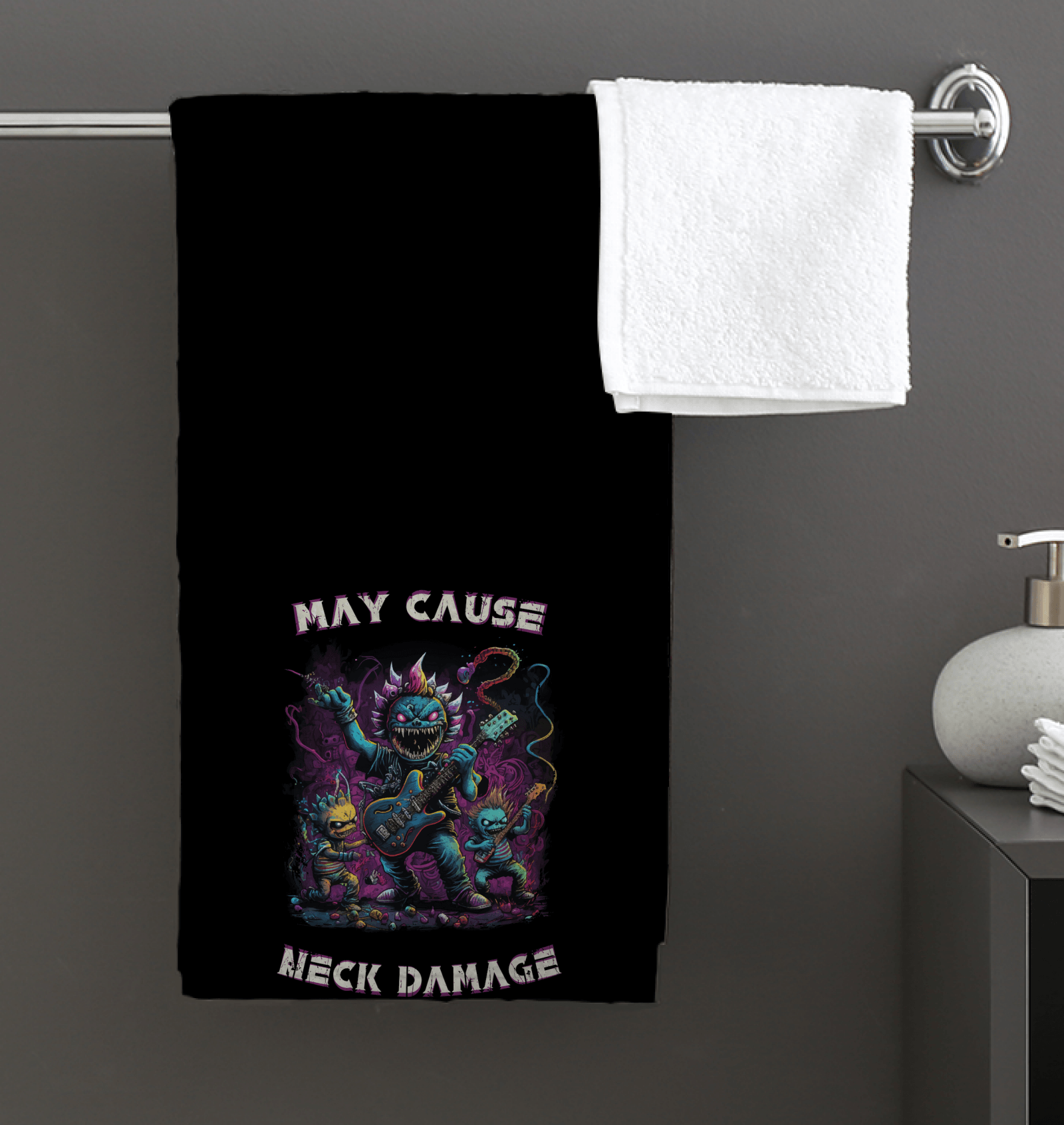 May Cause Neck Damage Bath Towel - Beyond T-shirts