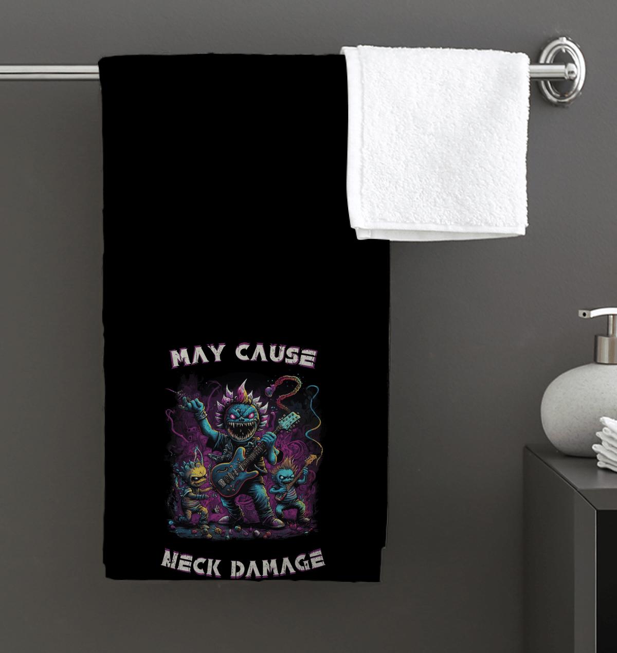 May Cause Neck Damage Bath Towel - Beyond T-shirts