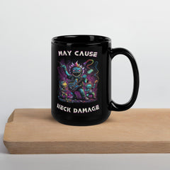 May Cause Neck Damage Black Glossy Mug - Beyond T-shirts