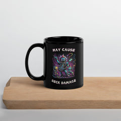 May Cause Neck Damage Black Glossy Mug - Beyond T-shirts