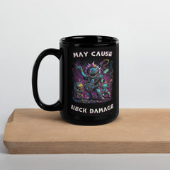 May Cause Neck Damage Black Glossy Mug - Beyond T-shirts