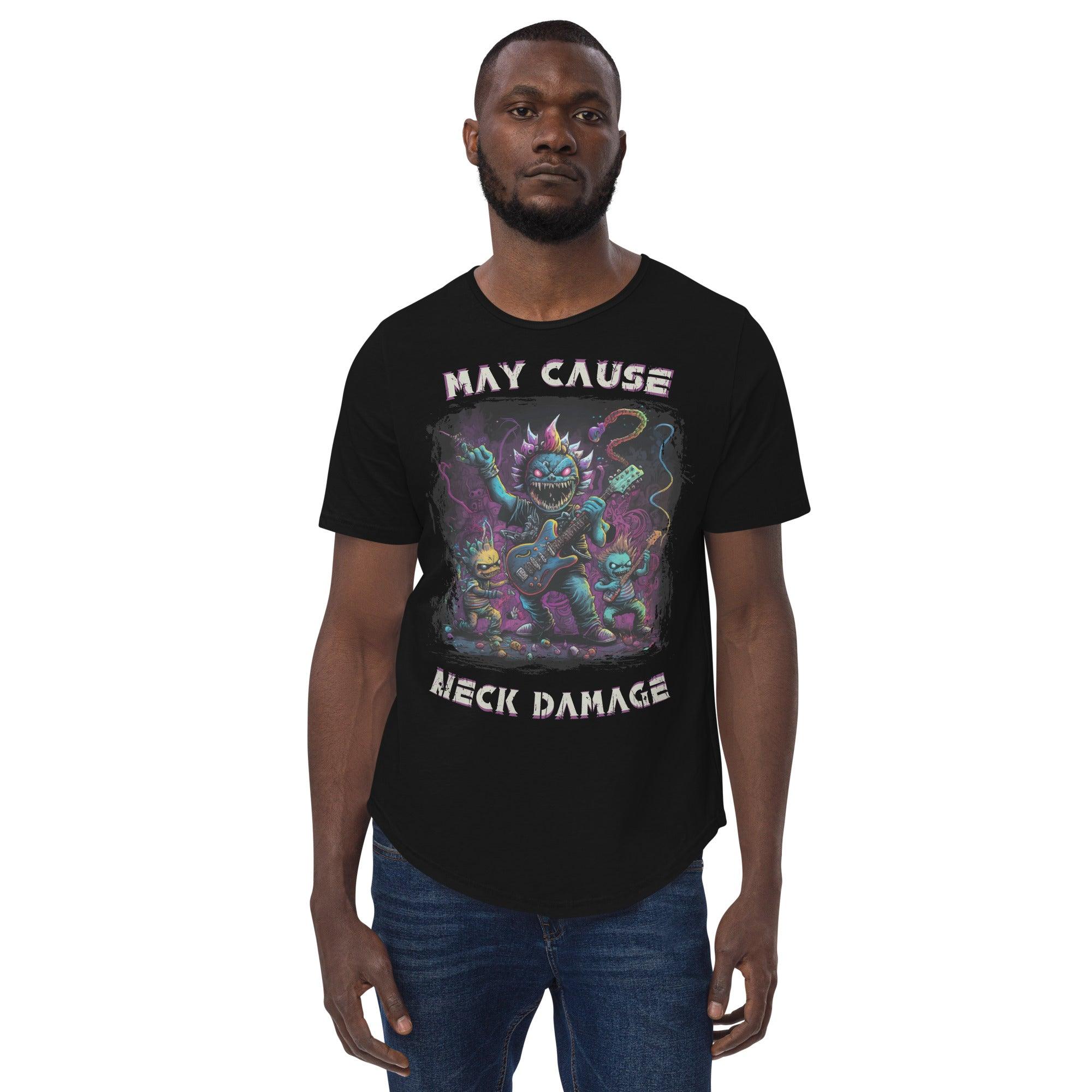 May Cause Neck Damage Men's Curved Hem T-Shirt - Beyond T-shirts