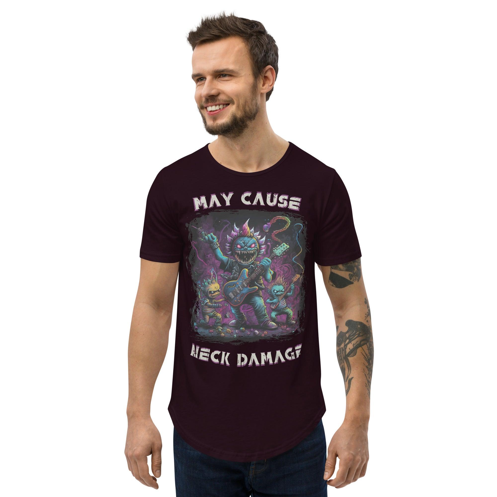 May Cause Neck Damage Men's Curved Hem T-Shirt - Beyond T-shirts