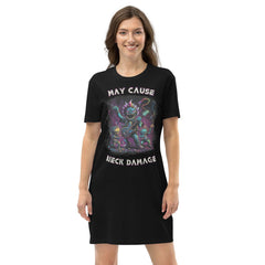 May cause neck damage organic cotton t-shirt dress - Beyond T-shirts