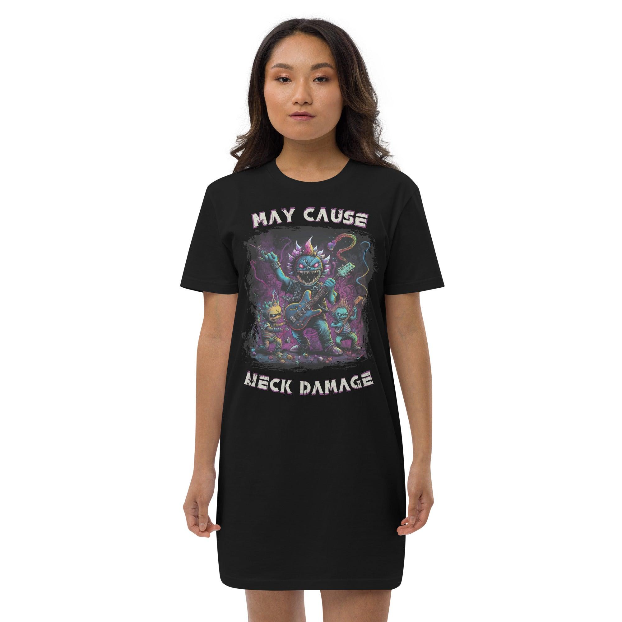 May cause neck damage organic cotton t-shirt dress - Beyond T-shirts