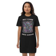 May cause neck damage organic cotton t-shirt dress - Beyond T-shirts