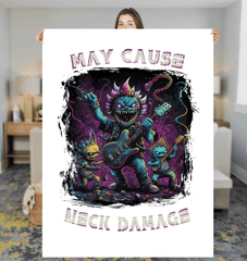 May Cause Neck Damage Sherpa Blanket - Beyond T-shirts