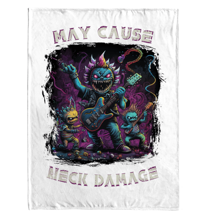 May Cause Neck Damage Sherpa Blanket - Beyond T-shirts