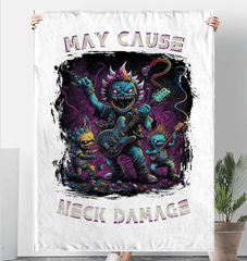 May Cause Neck Damage Sherpa Blanket - Beyond T-shirts