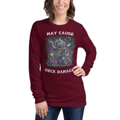 May Cause Neck Damage Unisex Long Sleeve Tee - Beyond T-shirts