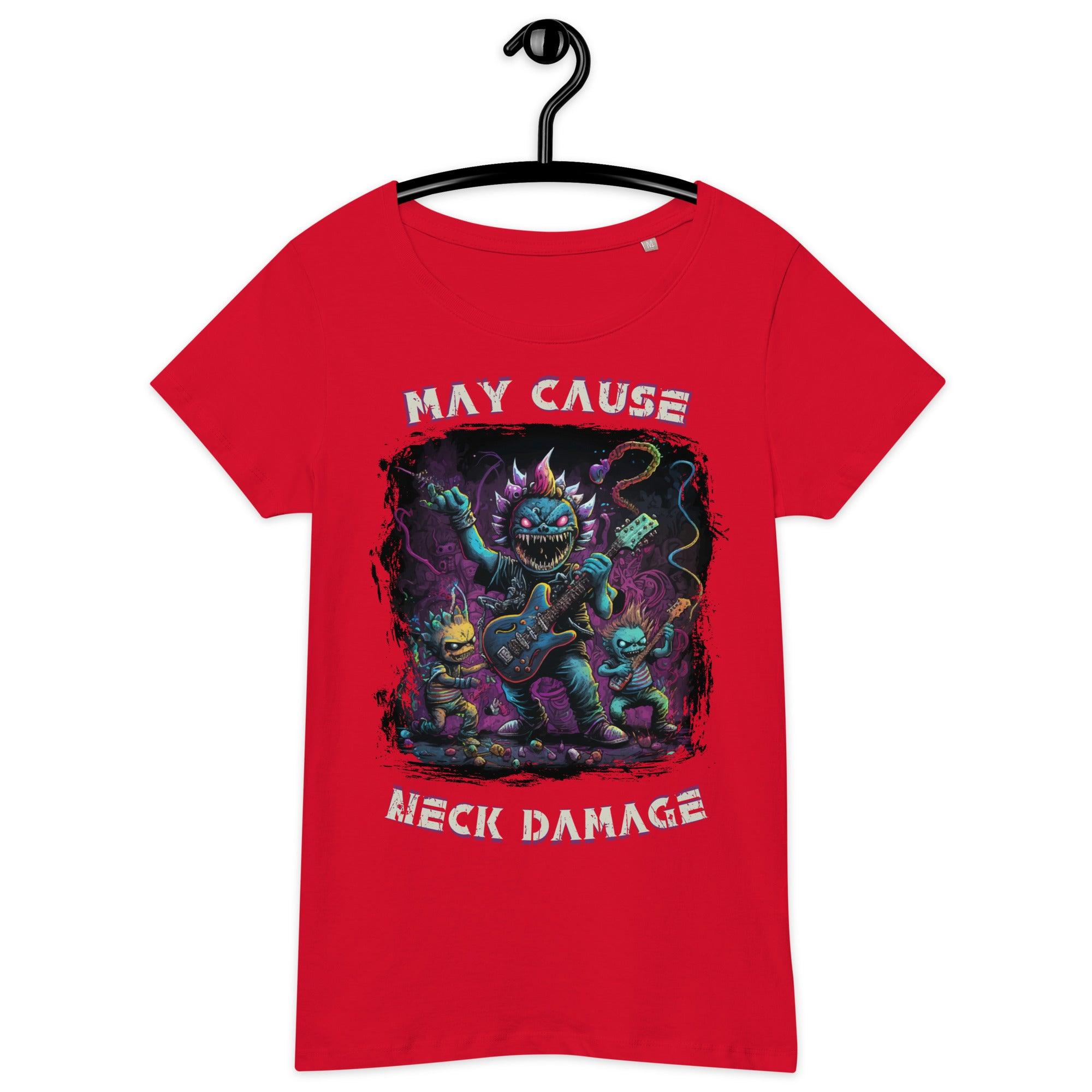 May cause neck damage women's basic organic t-shirt - Beyond T-shirts