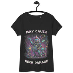 May cause neck damage women’s fitted v-neck t-shirt - Beyond T-shirts
