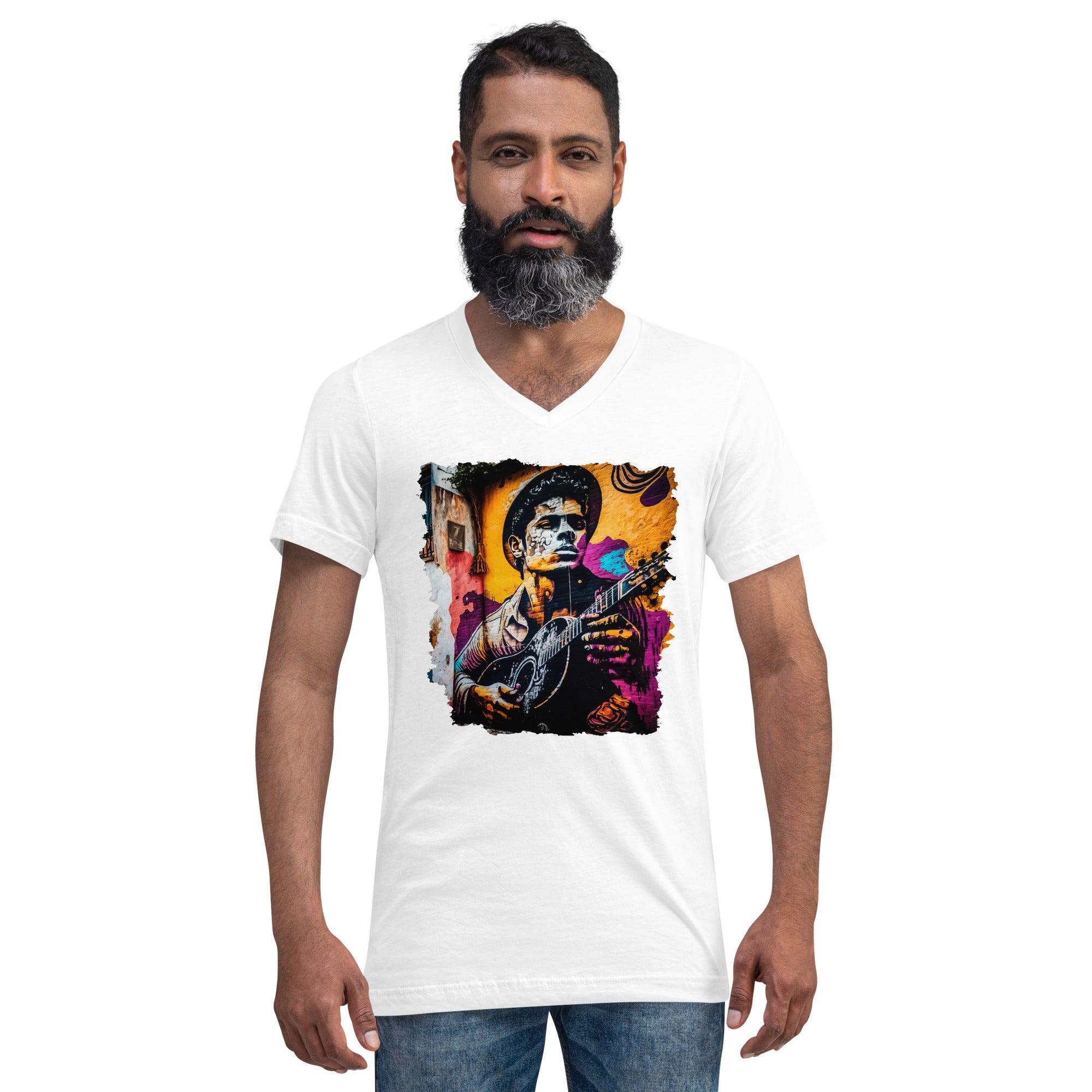 Melodies At His Fingertips Unisex Short Sleeve V-Neck T-Shirt - Beyond T-shirts