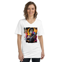 Melodies At His Fingertips Unisex Short Sleeve V-Neck T-Shirt - Beyond T-shirts