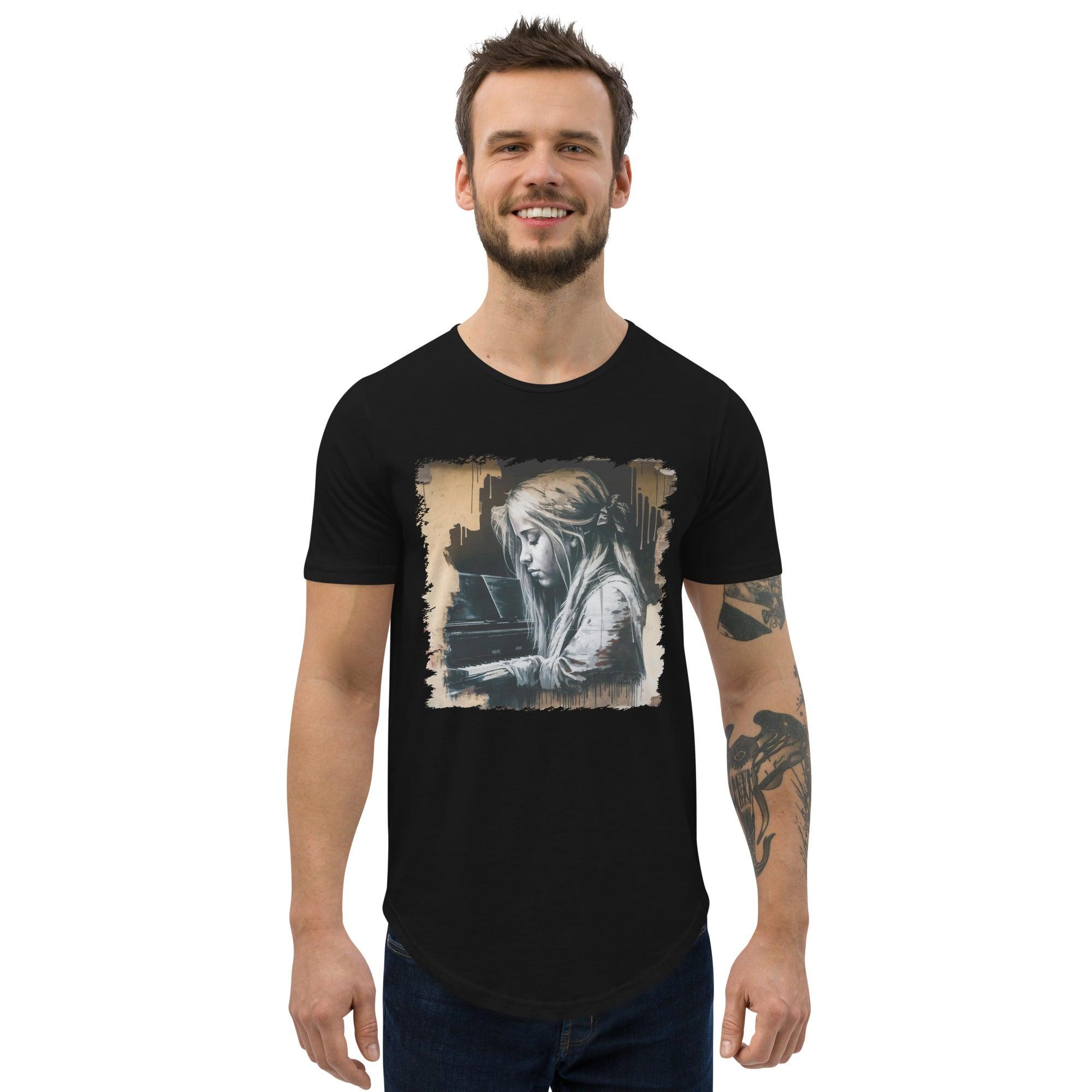 Melodies Flow Gracefully Men's Curved Hem T-Shirt - Beyond T-shirts