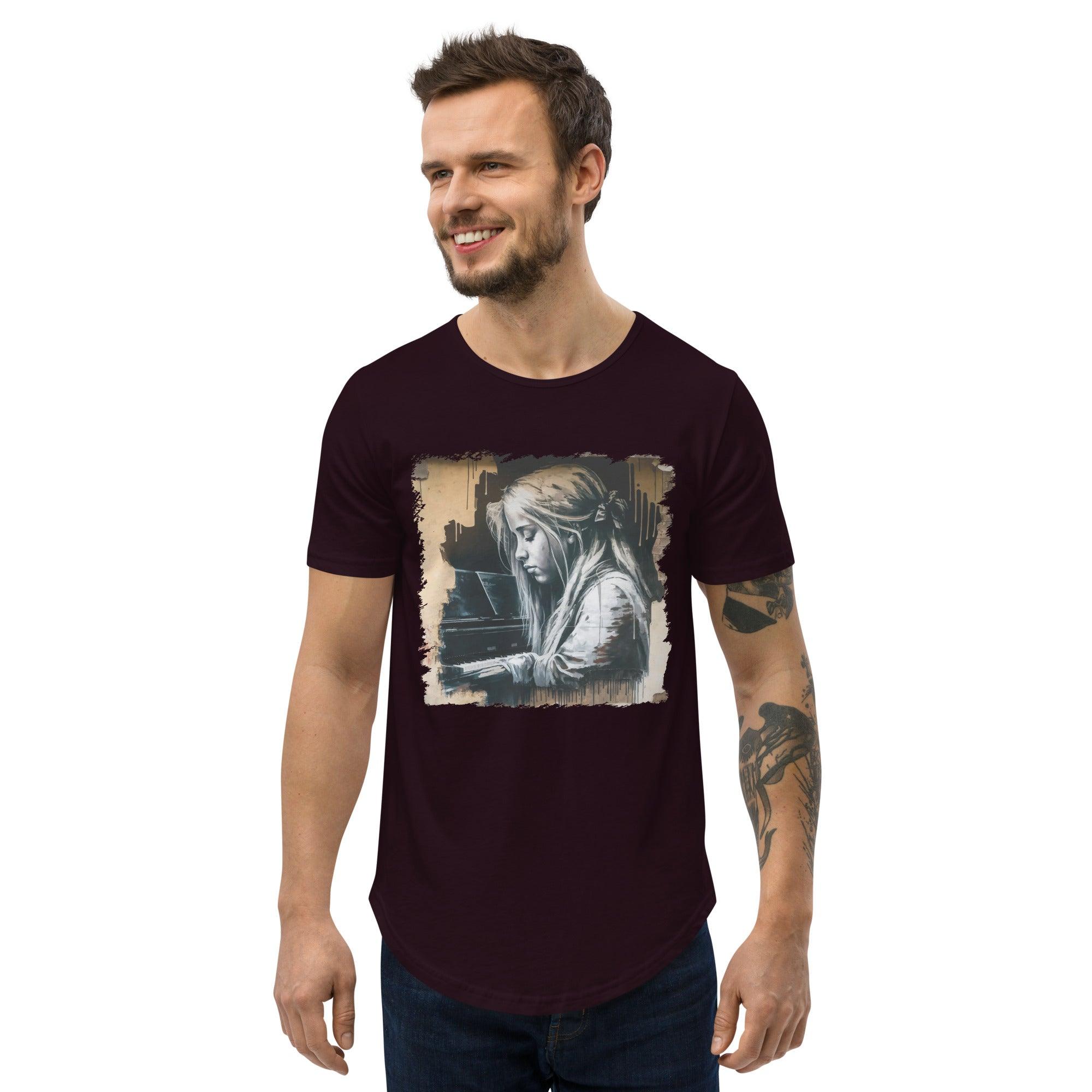 Melodies Flow Gracefully Men's Curved Hem T-Shirt - Beyond T-shirts