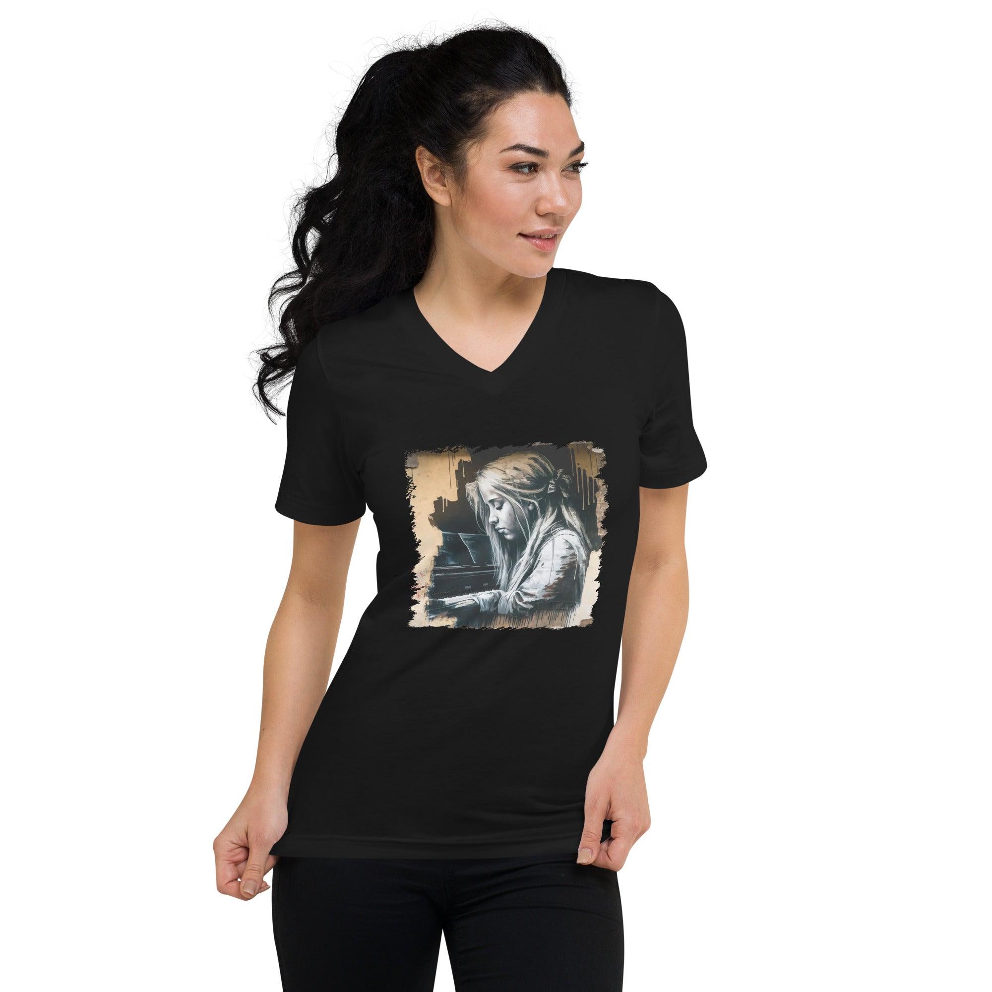 Melodies Flow Gracefully Unisex Short Sleeve V-Neck T-Shirt - Beyond T-shirts