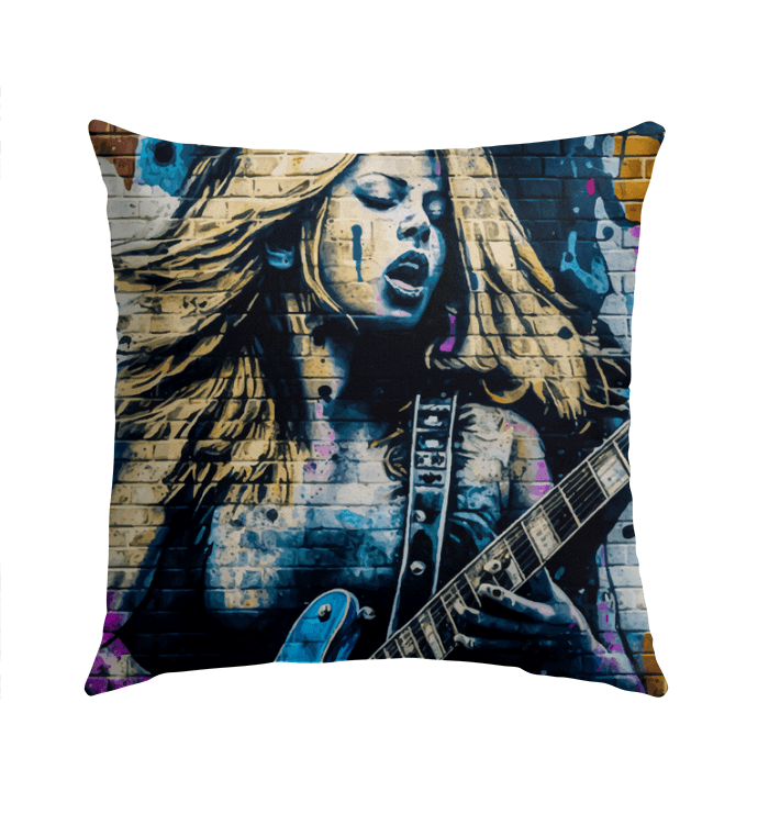 Melodies From Her Fingertips Outdoor Pillow - Beyond T-shirts