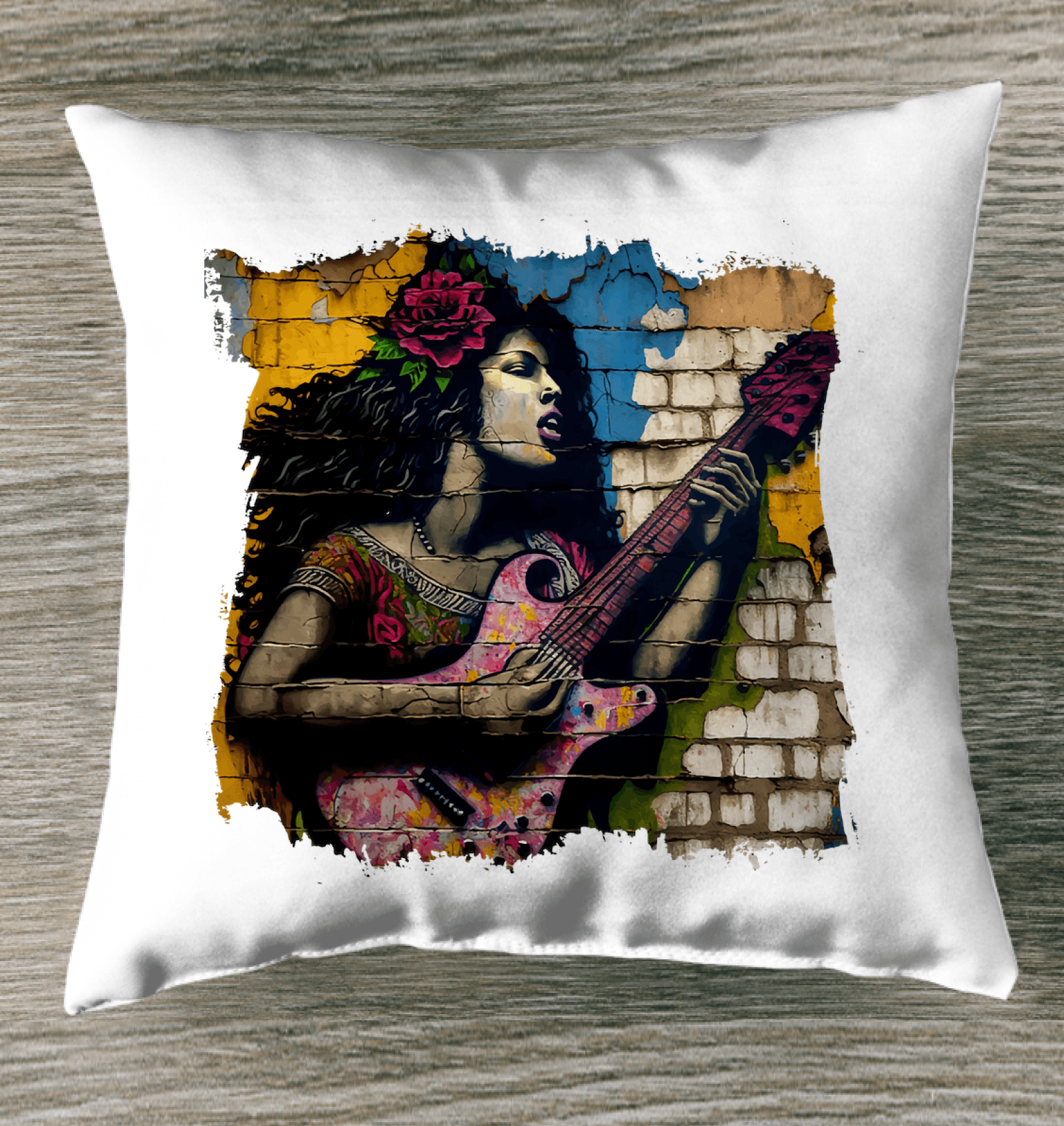 Music Fills Her Soul Outdoor Pillow - Beyond T-shirts