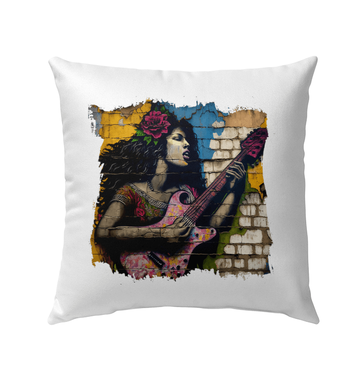 Music Fills Her Soul Outdoor Pillow - Beyond T-shirts