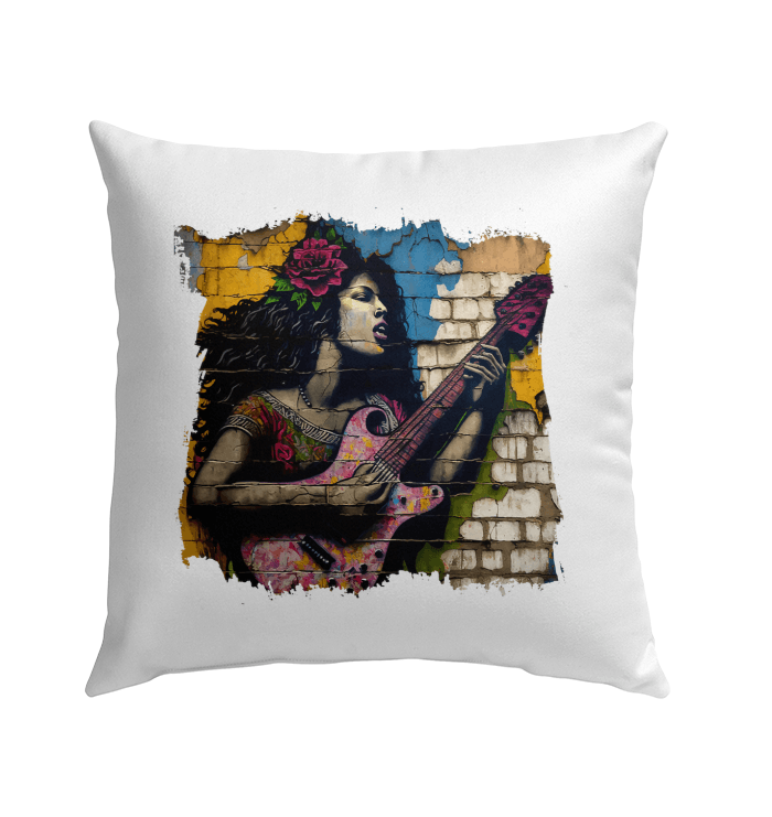 Music Fills Her Soul Outdoor Pillow - Beyond T-shirts