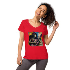 Music Fills Her Soul Women’s Fitted V-neck T-shirt - Beyond T-shirts