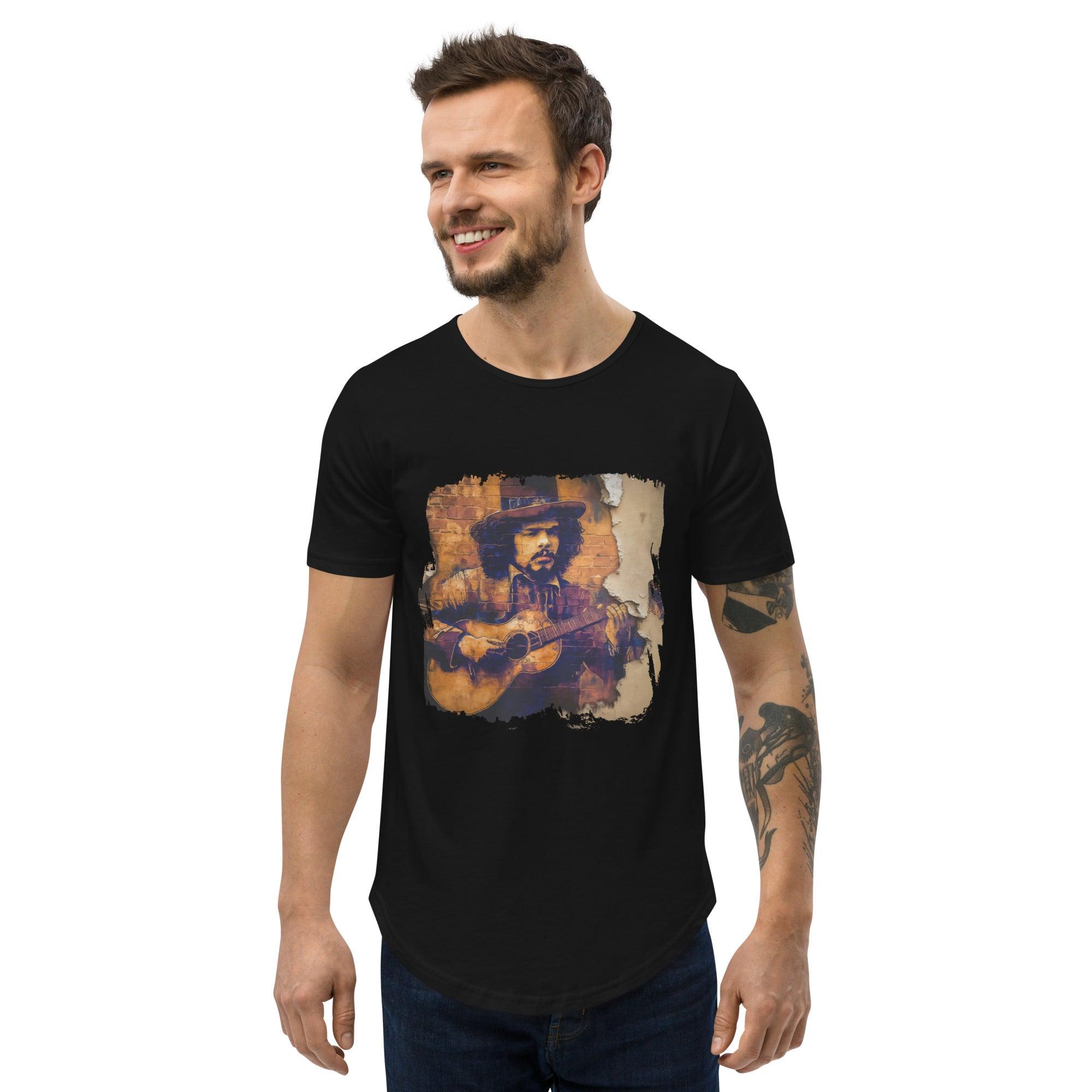 Music Fills His Heart Men's Curved Hem T-Shirt - Beyond T-shirts