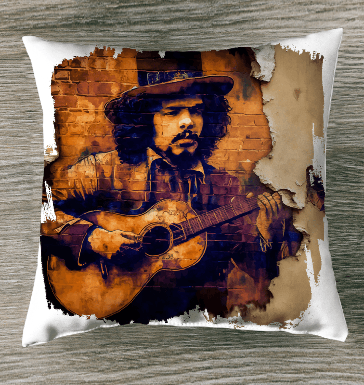 Music Fills His Heart Outdoor Pillow - Beyond T-shirts