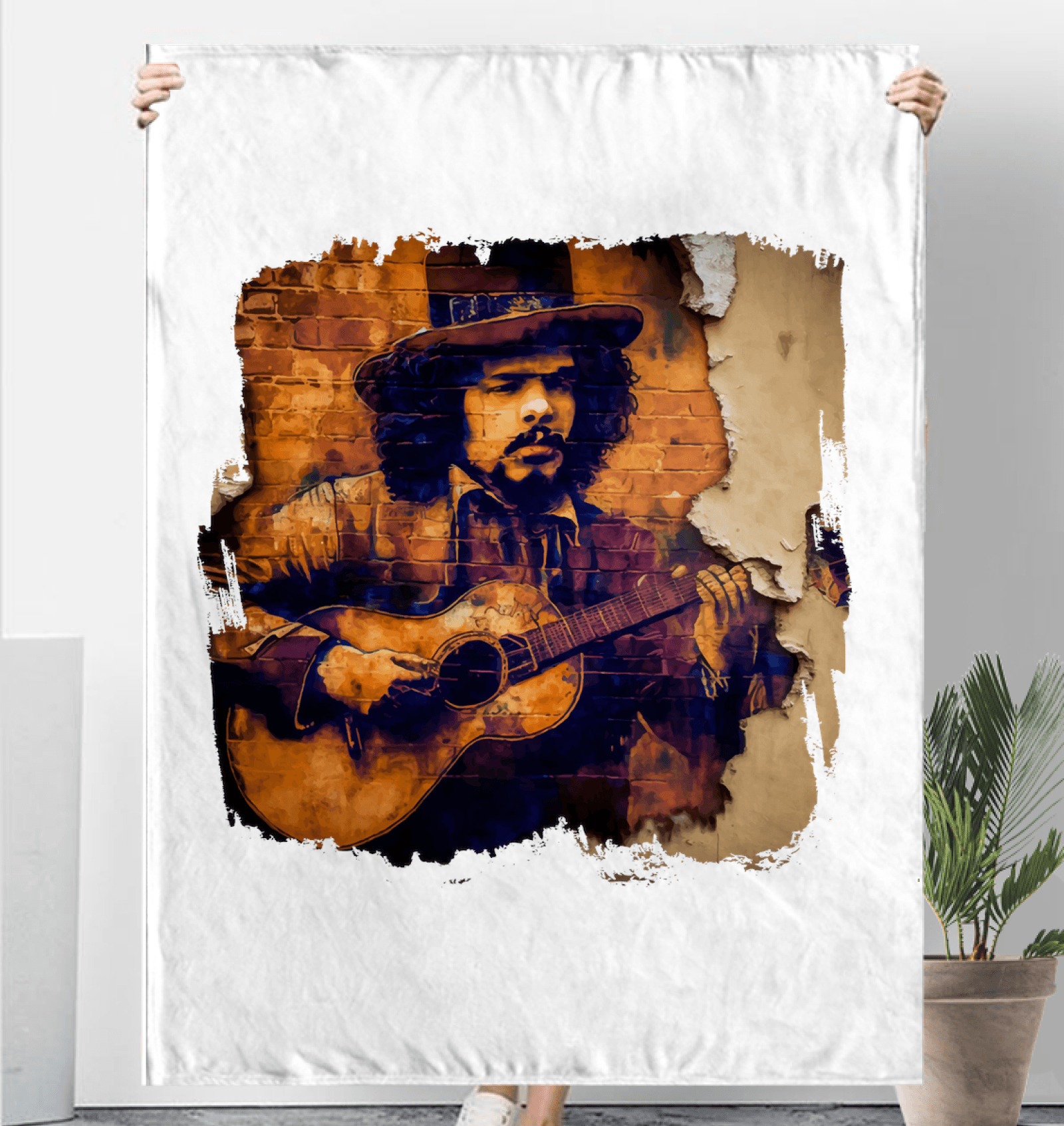 Music Fills His Heart Sherpa Blanket - Beyond T-shirts