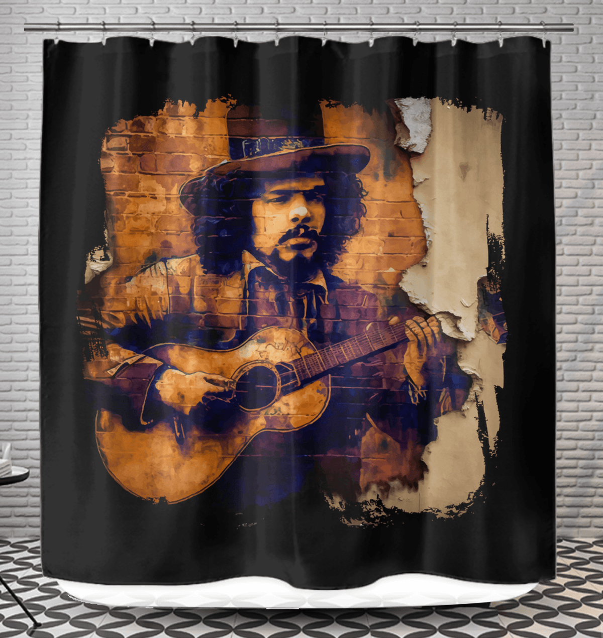 Music Fills His Heart Shower Curtain - Beyond T-shirts