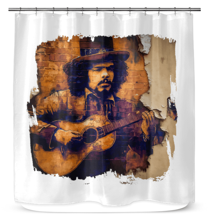 Music Fills His Heart Shower Curtain - Beyond T-shirts