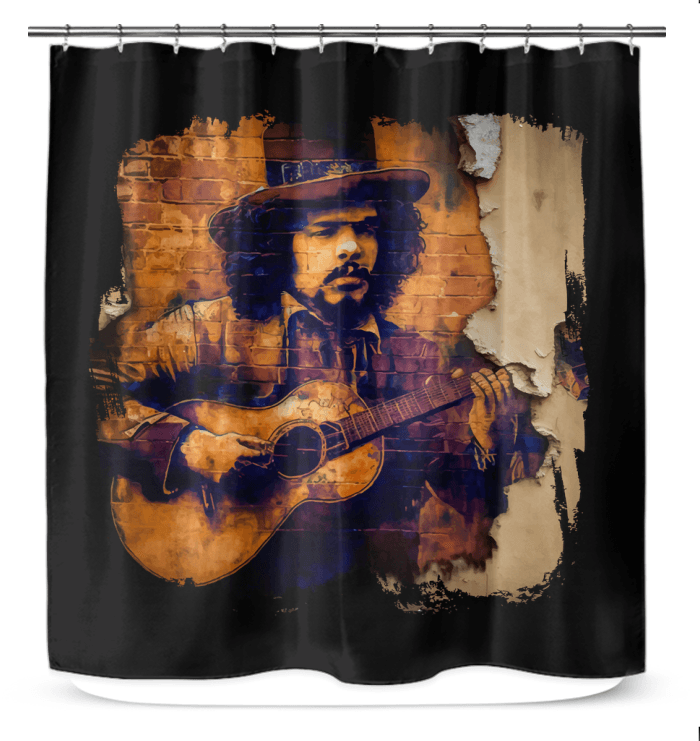 Music Fills His Heart Shower Curtain - Beyond T-shirts