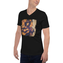 Music Fills His Heart Unisex Short Sleeve V-Neck T-Shirt - Beyond T-shirts