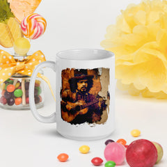 Music Fills His Heart White Glossy Mug - Beyond T-shirts