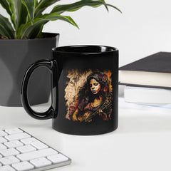 Music Is Her Escape Black Glossy Mug - Beyond T-shirts