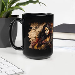 Music Is Her Escape Black Glossy Mug - Beyond T-shirts