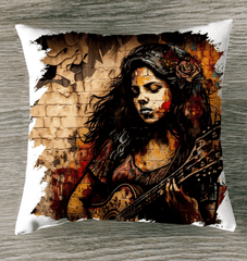 Music Is Her Escape Outdoor Pillow - Beyond T-shirts