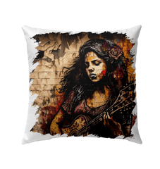 Music Is Her Escape Outdoor Pillow - Beyond T-shirts