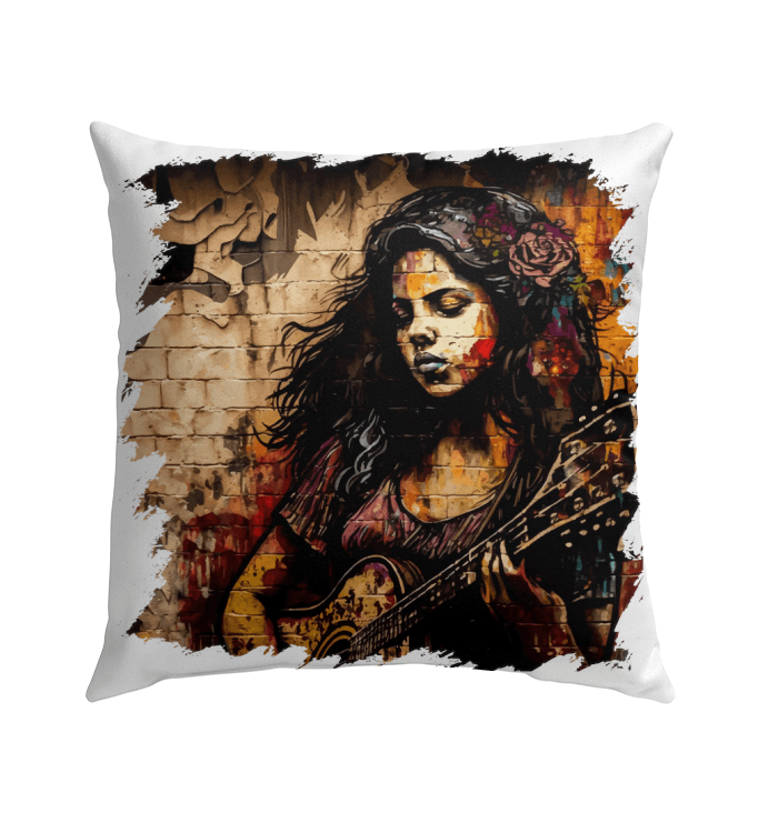 Music Is Her Escape Outdoor Pillow - Beyond T-shirts