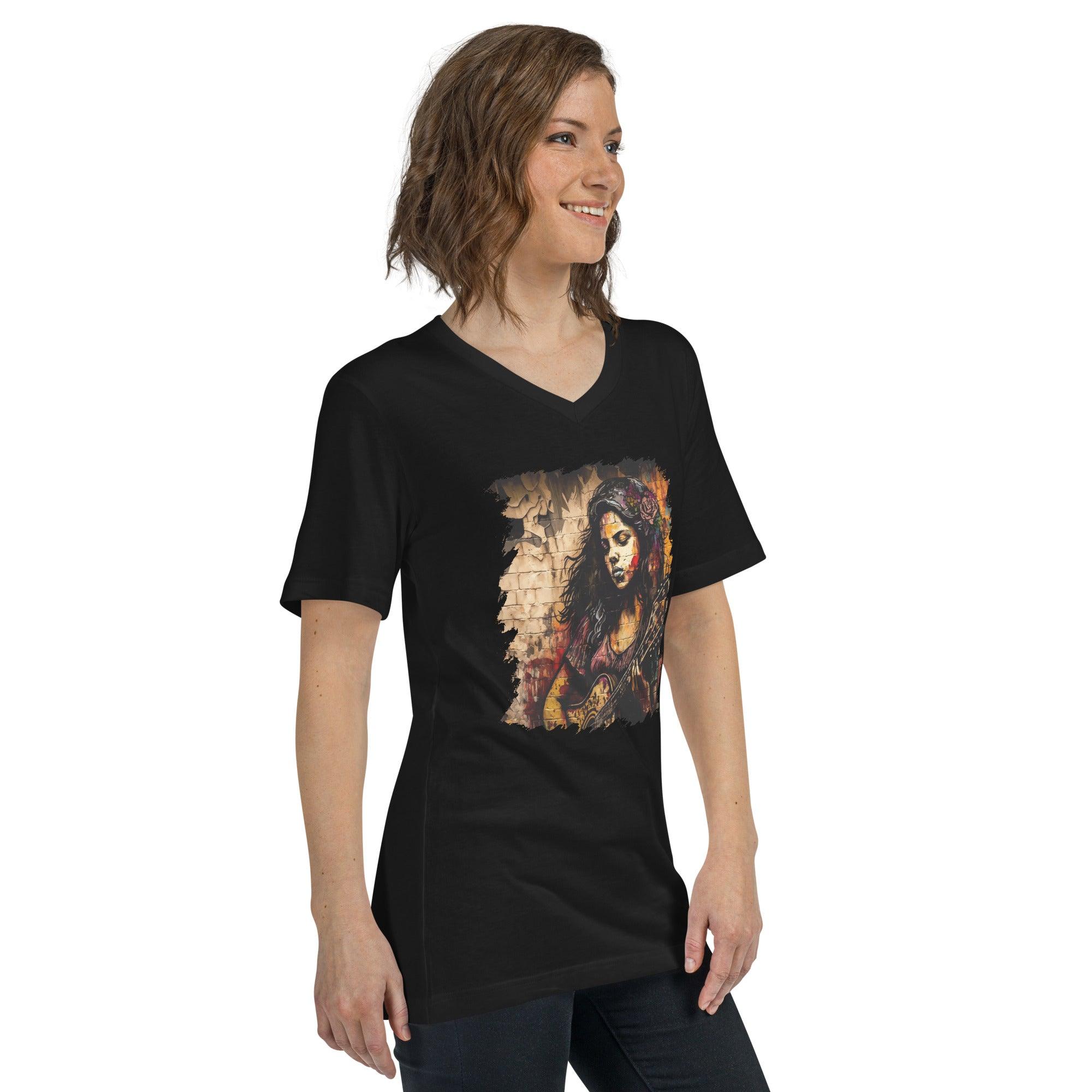 Music Is Her Escape Unisex Short Sleeve V-Neck T-Shirt - Beyond T-shirts