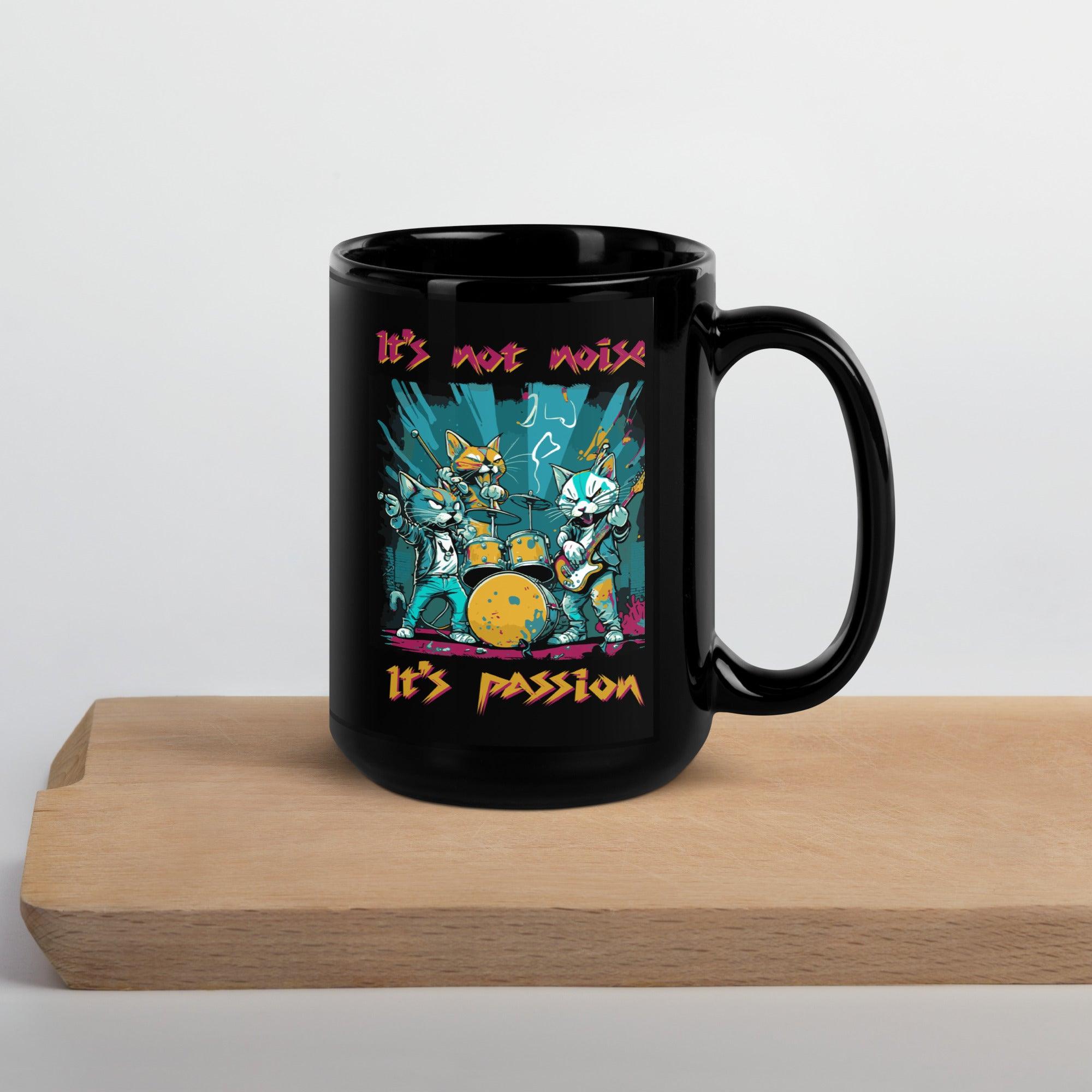 Music Is My Passion Black Glossy Mug - Beyond T-shirts