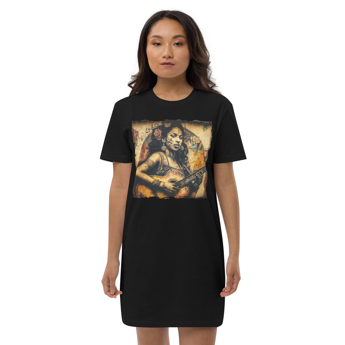 Music Speaks, Guitar Roars Organic Cotton T-shirt Dress - Beyond T-shirts