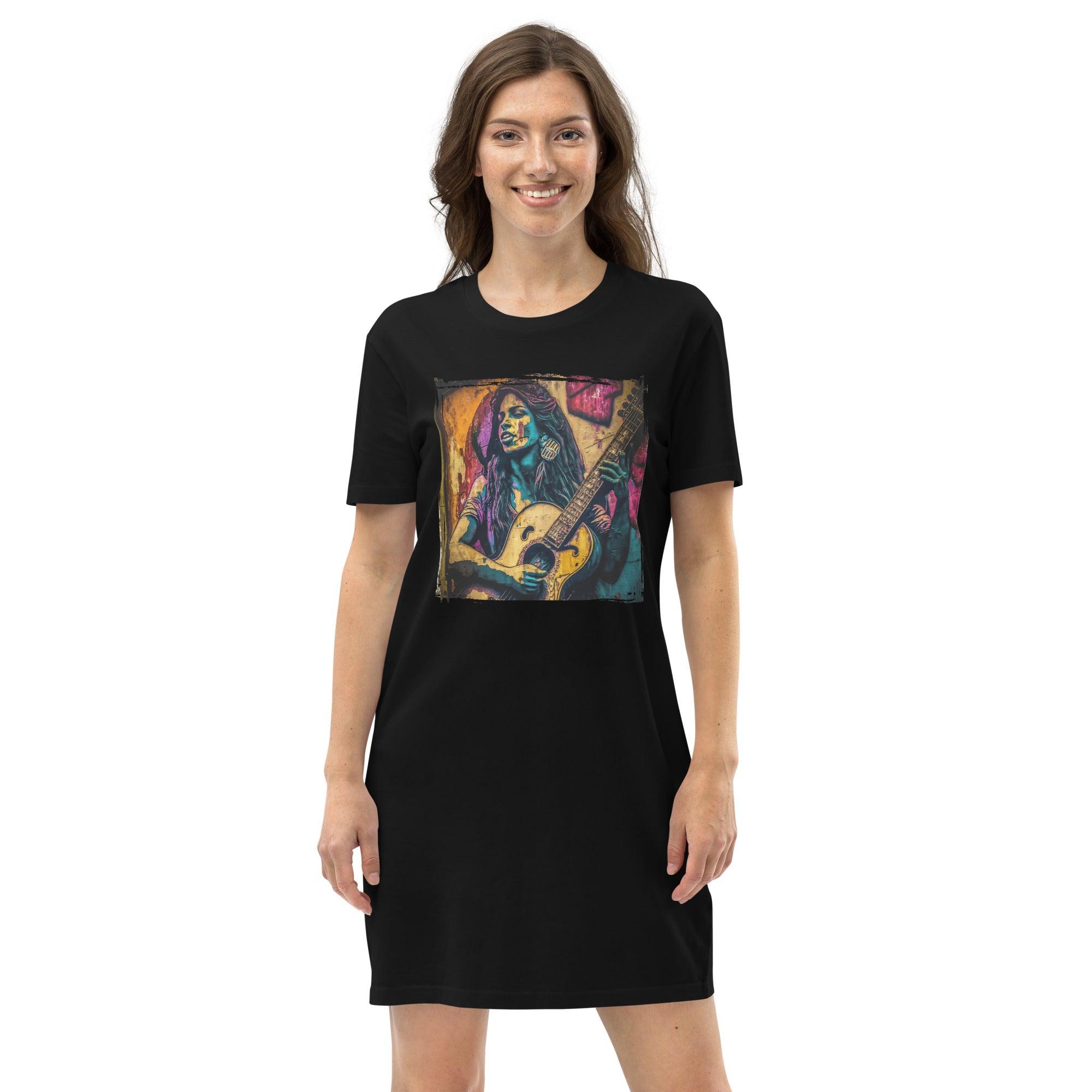 Music Speaks Guitar Roars Organic Cotton T-shirt Dress - Beyond T-shirts