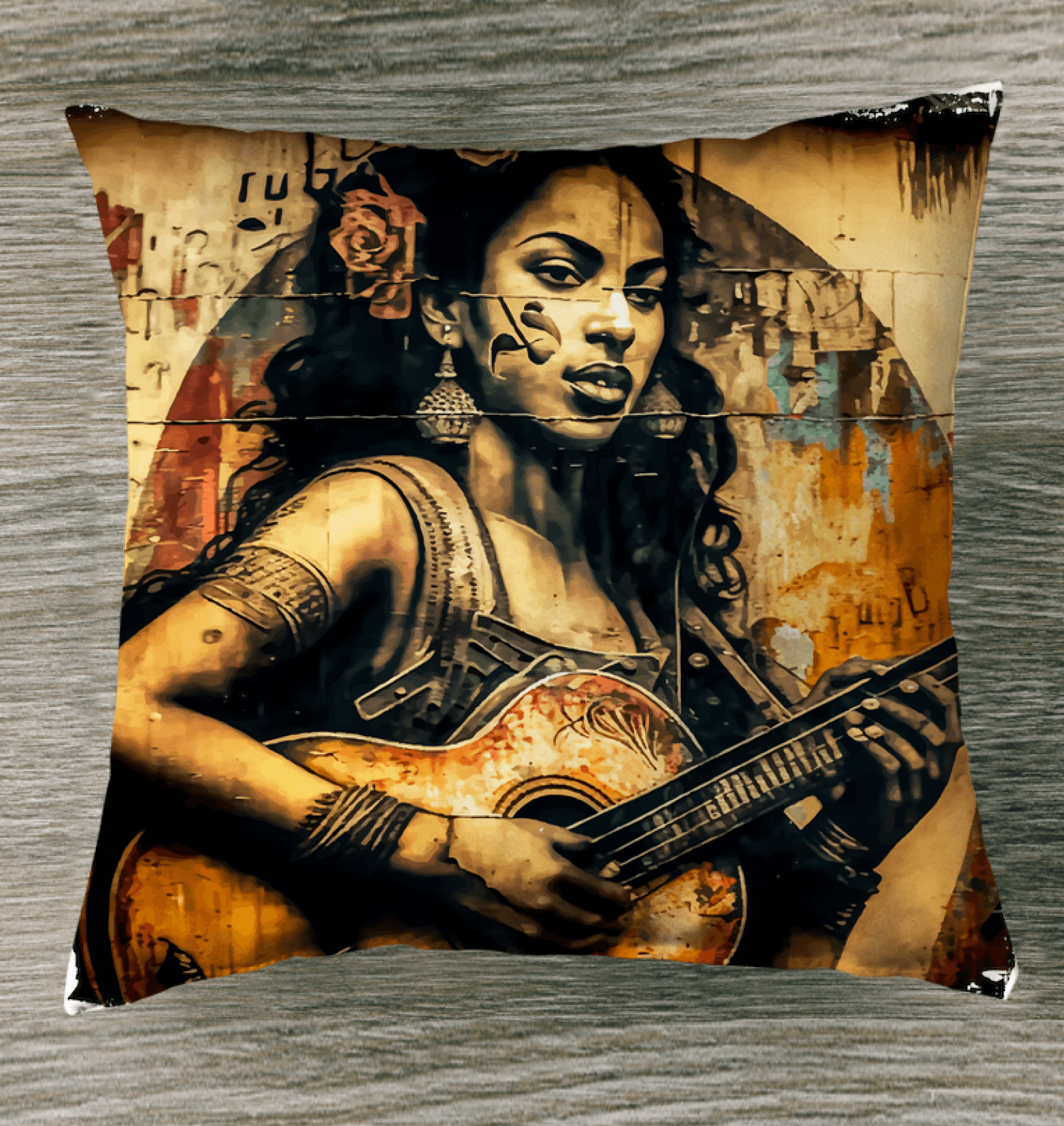 Music Speaks Guitar Roars Outdoor Pillow - Beyond T-shirts